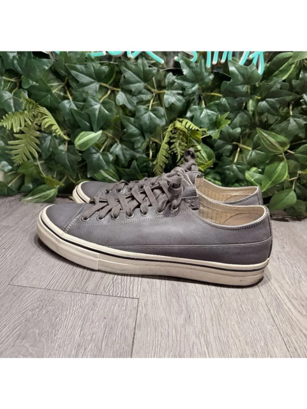 John Varvatos 315 Vulc Low Leather Sneakers Men's 13  Gray